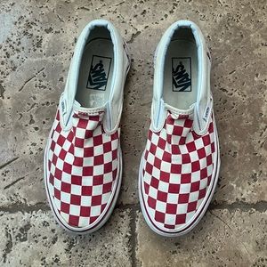 red checkered slip on vans womens size 7.5